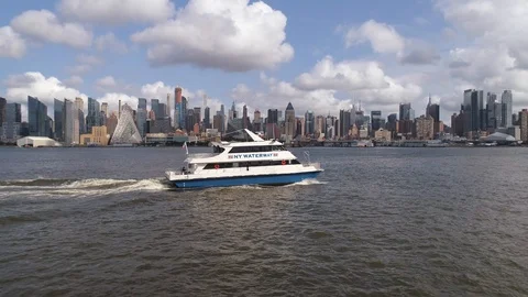 Perfect Light on Side of Ferry As Drone Tracks 库存影片 104223104