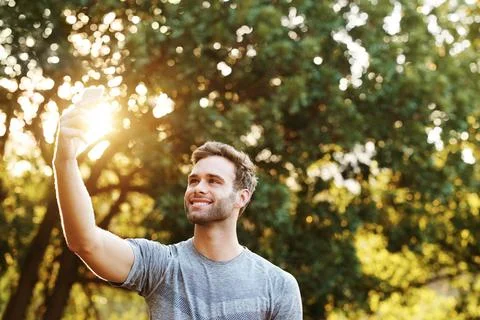 The perfect lighting for a selfie Stock Photos