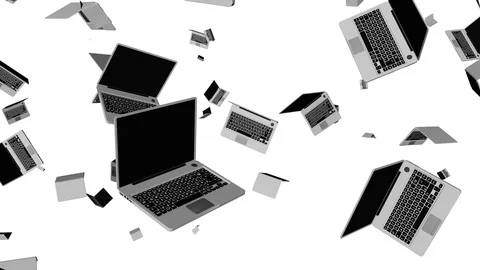 Perfect loop of 3d rendering of a falling objects on white Stock Footage 106252230