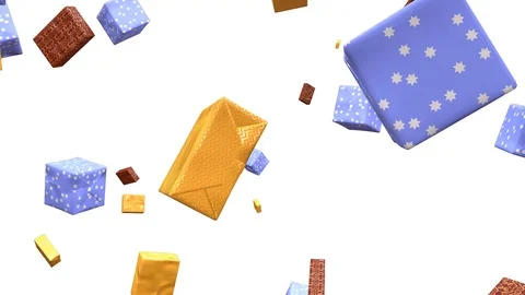 Perfect loop of 3d rendering of a falling objects on white Stock Footage 106252574