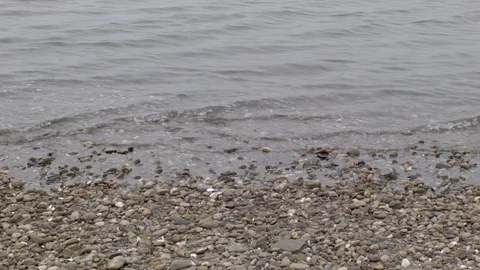 Perfect loop : hypnotic waves rolling in on pebble beach Stock Footage 109609888