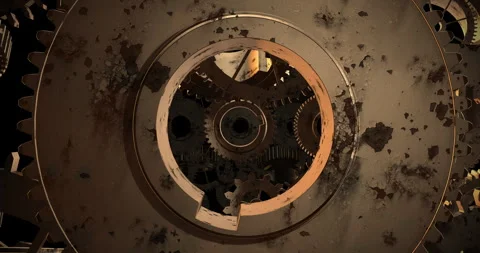 Perfect Loop of Rotating Machine Gears in a Mechanical System. Stock Footage 302977347