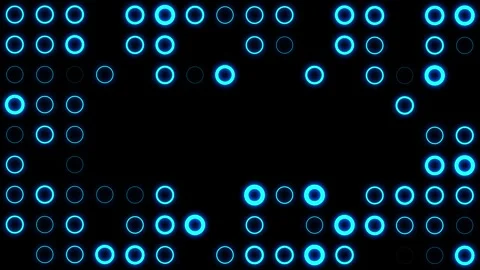Perfect modern shiny blue circles on black background. Glowing shapes, blink Stock-Footage 334463055
