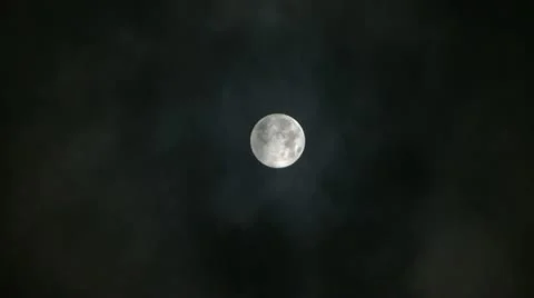 Perfect Moon and Moving Clouds Stock Footage 12192788