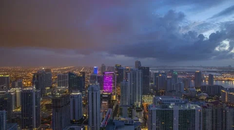 Perfect night to day transition time-lapse from a high-rise in Miami 4K time-lap Video stock 51877269