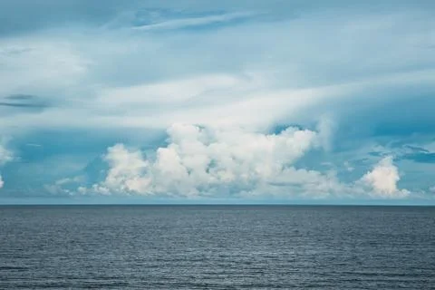 Perfect ocean and skyline. dramatic seascape. sea view with blue sky cloud su Stock Photos