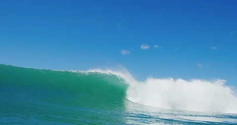 Perfect ocean wave breaking and barreling Stock Footage 108221401