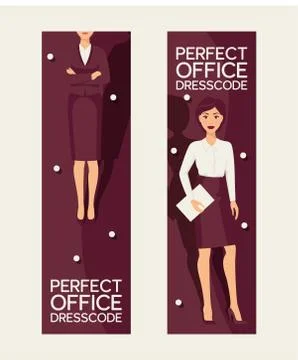 Perfect office dresscode set of banners vector illustration. Elegant pretty 스톡 일러스트