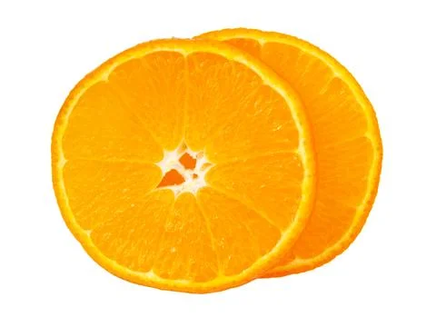 Perfect orange fruit slice isolated on the white background Stock Photos