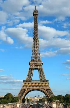Perfect poster of the Eiffel Tower in Paris in France vertically with the roa Stock Photos