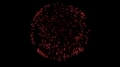Perfect Red Firework Sphere Exploding On Black Video stock 322187447