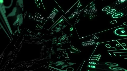 Perfect scifi futuristic animation with programming data interface walls. Stock Footage 281245274