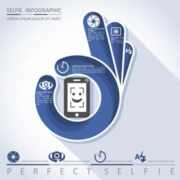 Perfect selfie. Camera infographic, vector Stock Illustration