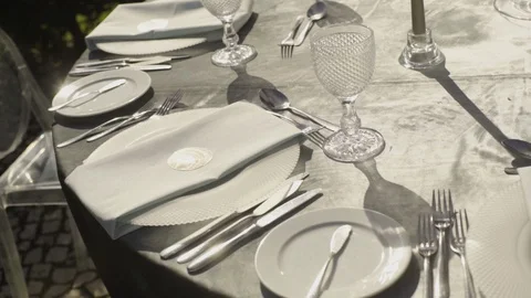 Perfect serving of the wedding table Stock Footage 87145766