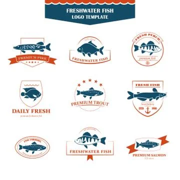 Perfect set of fish logos イラスト素材