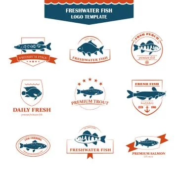 Perfect set of fish logos. イラスト素材