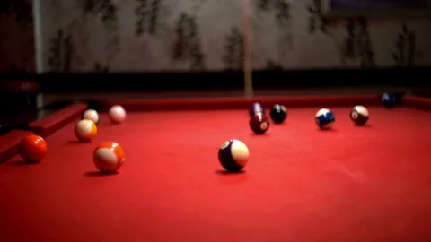 Perfect Shot in Pool Game Stock Footage 304955888