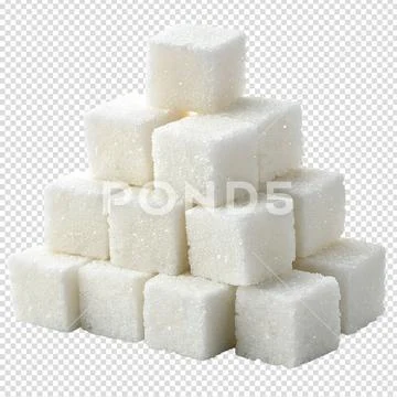 Perfect stack of white sugar cubes in pyramid shape PSD Template