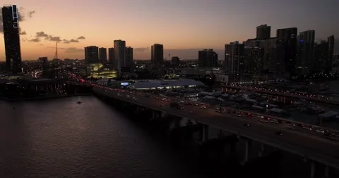Perfect sunset at Downtown of Miami Stock Footage 232725459