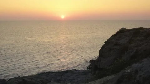 Perfect sunset on the sea. The sun sets over the horizon of the Italian sea Stock Footage 249665940