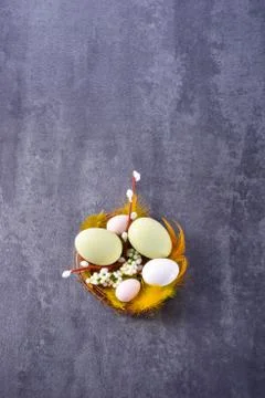 The perfect table with colorful table decorations for Easter Stock Photos
