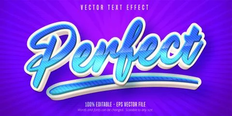 Perfect text, cartoon style editable text effect Stock Illustration