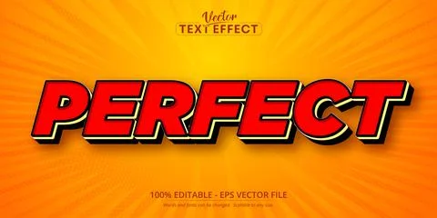 Perfect text, cartoon style editable text effect Stock Illustration