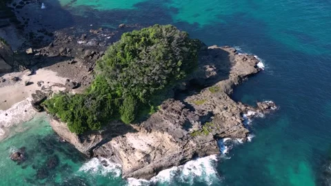 Perfect tiny island in the middle of ocean, drone flight Stock Footage 315762792