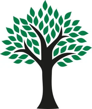 Perfect tree icon with leaves Illustrazione stock