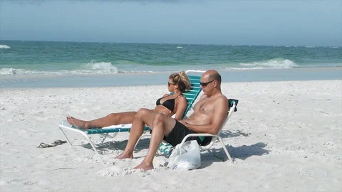 Perfect vacation . A beach all to themselves. Stock Footage 90015568