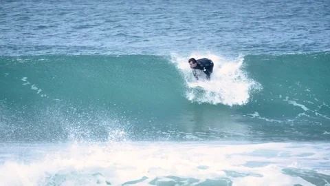 Perfect Wave Closed Pipe Surfing Slowmotion 4k Stock Footage 77254323