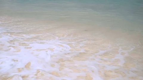 Perfect white clean sand washed over by ocean wave Stock-Footage 78680186