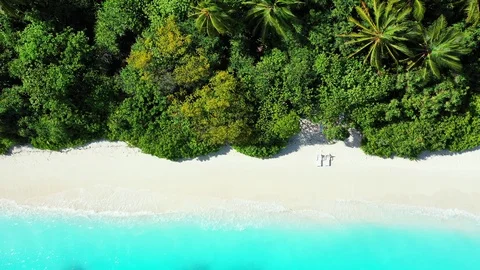 Perfect Wild Sandy Maldives Beach With Turquoise crystal clear sea water Stock Footage 111251731