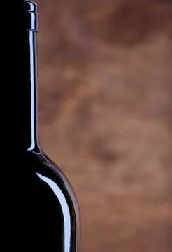 Perfect wine bottle silhouette on wood background Stock Photos