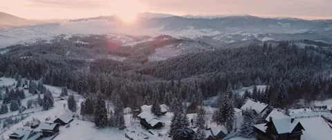 Perfect winter day sunset mountains Stock Footage 166832406