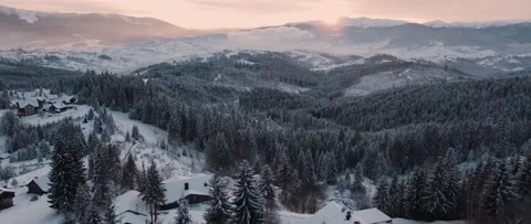Perfect winter day sunset mountains Stock Footage 166832422