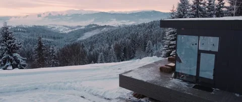 Perfect winter day sunset mountains Stock Footage 166832423