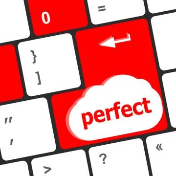 Perfect word, keyboard with computer key button Illustrazione stock
