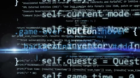 Perfect writing coding animation of software developing information in 3d Stock Footage 323402221