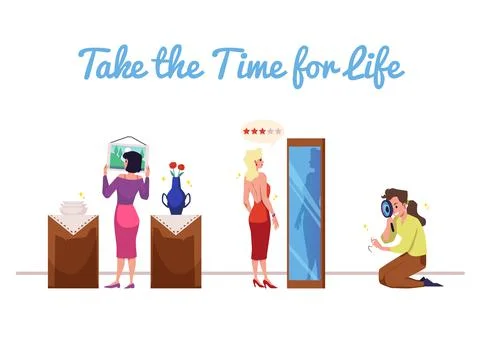 Perfectionism problem obsessive compulsive disorder, flat vector illustration. Illustrazione stock