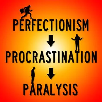 Perfectionism procrastination paralysis Stock Illustration