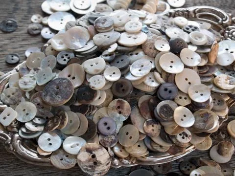 Perfectly imperfect old shell buttons Stock Photos