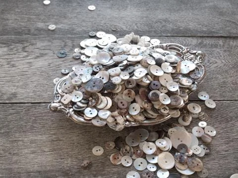 Perfectly imperfect old shell buttons Stock Photos