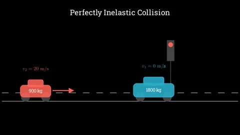 Perfectly inelastic collision when smaller car hits the larger car Vídeo Stock 335190645