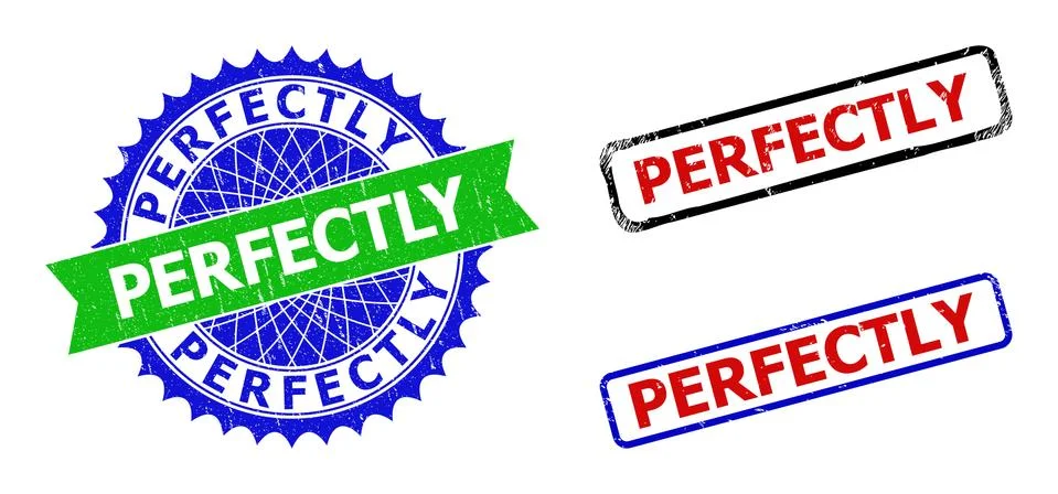 PERFECTLY Rosette and Rectangle Bicolor Stamps with Unclean Styles Stock Illustration