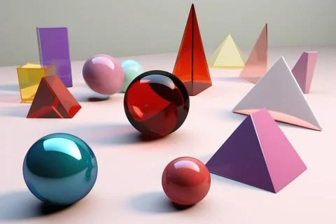 Perfekte geometrische Formen in 3D, generiert mit KI *** perfect geometric... Stock Photos