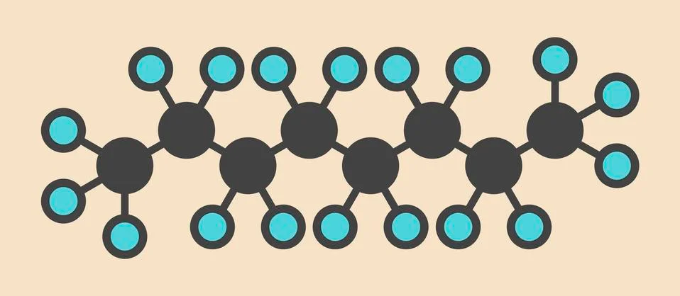 Perfluorooctane molecule Illustration