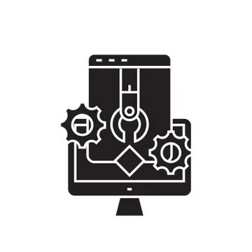 Perfomance settings black vector concept icon. Perfomance settings flat 스톡 일러스트