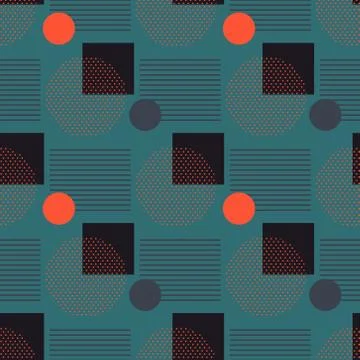 Perforated circle and squares seamless pattern Ilustración de archivo