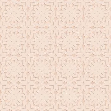 Perforated embossed seamless pattern on beige background, Arabic arabesque st Stock Illustration